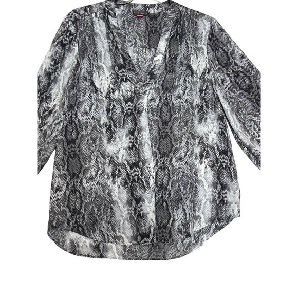 Vince Camuto Women Python Print V-Neck Blouse Size 2X Plus Pull-over 3/4 Sleeve - Picture 2 of 11